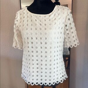 Diva White Eyelet Lace Short-Sleeve Blouse